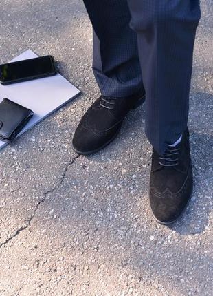 Замшевые классические туфли от производителя flamanti, замшеві туфлі від виробника