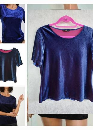 Фиолетово-синяя с розовым отливом велюровая футболка  st. michael marks & spencer(размер 40)