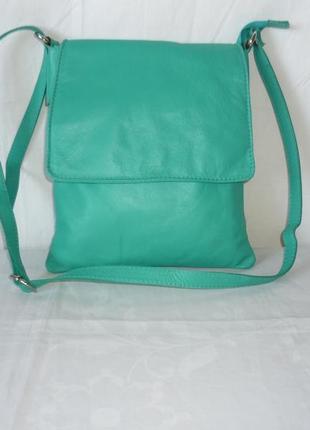 Італійська шкіряна сумка на довгій ручці genuine leather made in italy