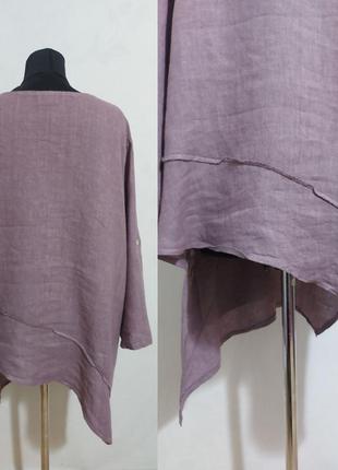 Льняная блуза, туника с наружными швами  в стиле бохо италия6 фото