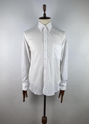 Білосніжна чоловіча італійська сорочка рубашка emanuel ungaro white pocket cotton shirt size 41