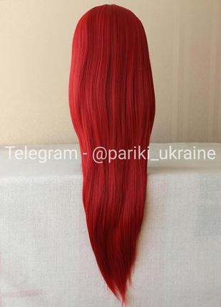 Нова червона перука, пряма, з чубчиком, термостійка, парик2 фото