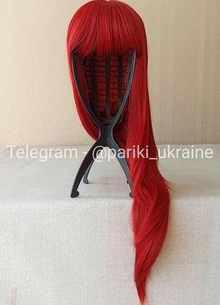 Нова червона перука, пряма, з чубчиком, термостійка, парик5 фото