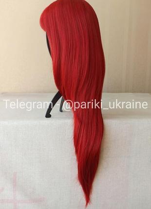 Нова червона перука, пряма, з чубчиком, термостійка, парик3 фото