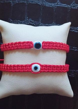Браслет шамбала червона нитка з кошачьим оком