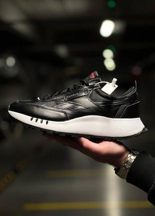 Мужские кроссовки reebok classic leather black white