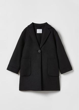Шерстяное черное пальто zara на девочку 13-14 лет1 фото