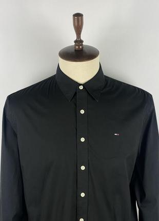 Черная мужская стречевая рубашка Tommy hilfiger denim stretch black shirt size xl2 фото