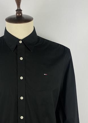 Черная мужская стречевая рубашка Tommy hilfiger denim stretch black shirt size xl4 фото