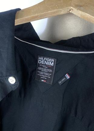 Черная мужская стречевая рубашка Tommy hilfiger denim stretch black shirt size xl7 фото