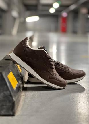 Мужские кроссовки reebok classic leather brown3 фото