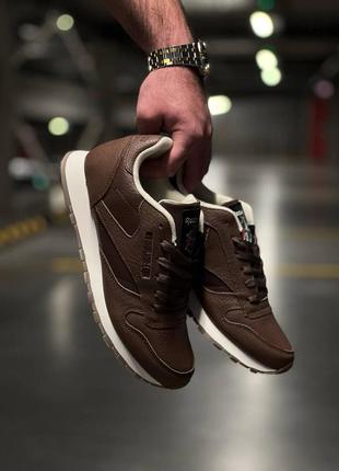 Мужские кроссовки reebok classic leather brown1 фото