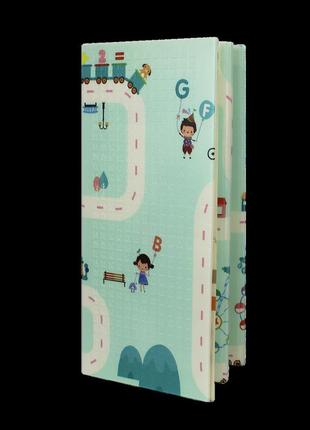 Детский игровой двухсторонний коврик город и мишка 200х180х0.8см3 фото