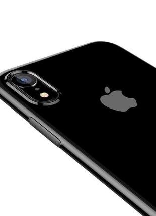 Чохол baseus для iphone xr simplicity прозорий чорний (arapiph61-a01)6 фото