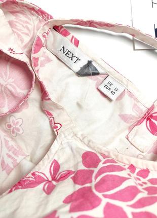 Платье женское короткая розового цвета в цветочный принт из натуральной ткани от бренда next s m4 фото