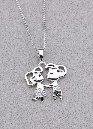 Подвеска   из ювелирного сплава xuping не темнеет  фианит 45 см.  родий