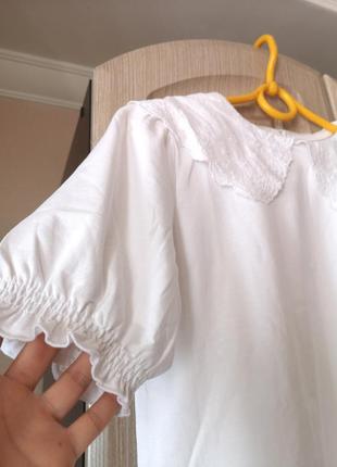 Новая белая праздничная блуза/футболка с воротничком zara 11-12 лет 152 см5 фото