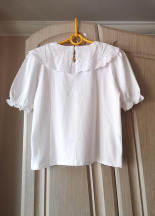 Новая белая праздничная блуза/футболка с воротничком zara 11-12 лет 152 см4 фото