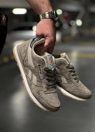 Мужские кроссовки reebok classic leather dark silver5 фото