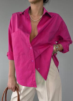 Базова жіноча бавовняна сорочка класична вільного крою2 фото
