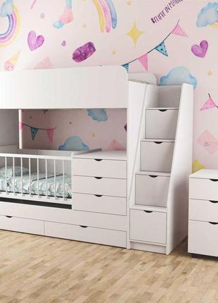 Ліжко-горище трансформер  binky дс702 для 2-х дітей: новонародженого і від 3 р      art in head  безкоштовна доставка