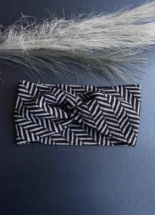 Повязка на голову ,чалма трикотажна чорно біла