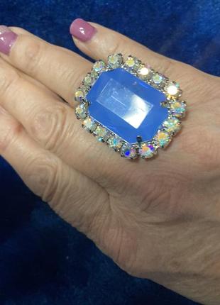 Перстень кольцо с крупным стеклянным кабашеном  винтаж6 фото