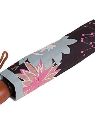 Зонтик женский полуавтомат складной airton черный с абстракцией4 фото