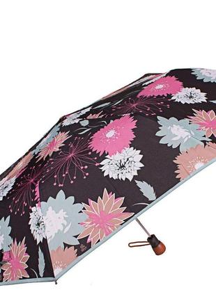 Зонтик женский полуавтомат складной airton черный с абстракцией2 фото