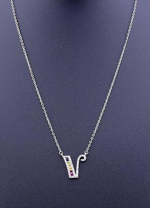 Подвеска   из ювелирного сплава xuping не темнеет  фианит 43 см.  родий2 фото