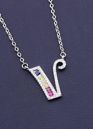 Подвеска   из ювелирного сплава xuping не темнеет  фианит 43 см.  родий