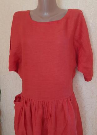 Шикарное винтажное льняное платье винтаж деревенский стиль италия.2 фото