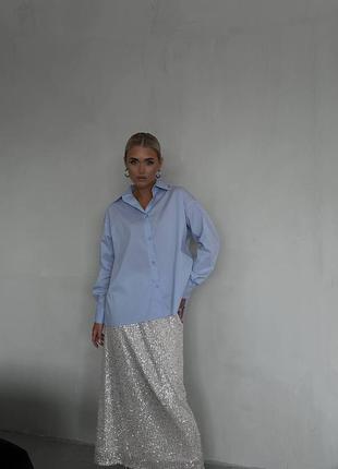 Женская весенняя коттоновая рубашка oversize размер универсальный 42-461 фото