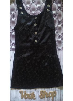 Сарафан школьный нарядный повседневный стильный модный платье сукня чорне чёрное с пуговицами пуговичками1 фото