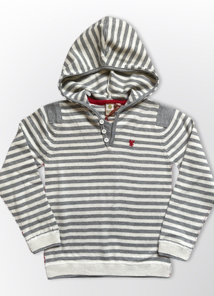 Дитячий бавовняний светр з капюшоном quadrifoglio кремово-сірий