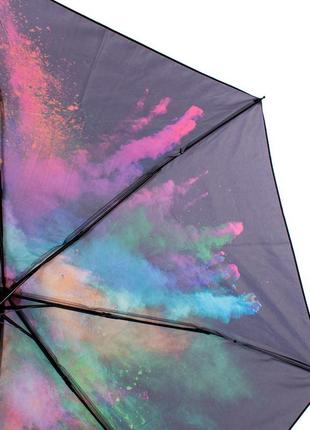 Зонт женский полуавтомат складной happy rain черный с абстракцией4 фото