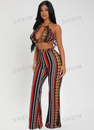 Shein curve чорні легінси лосіни хіппі етно бохо кльош диско 70ті різнокольорові яскраві3 фото