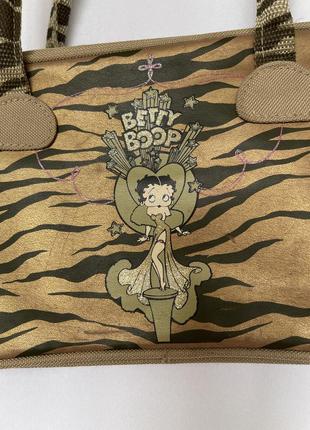 Betty boop сумка сумочка нулевые y2k на длинной ручке зебра интересная винтаж 2003vadobag мультяшная бежевая коричневая3 фото