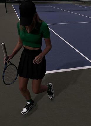 Юбка мини тенниска короткая юбка плиссе в складку стильная трендовая базовая черная4 фото