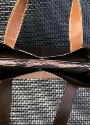 Сумка шопер із натуральної шкіри коричнева сумка8 фото