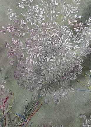 Дизайнерська двостороння шовкова хустина в  квіти6 фото