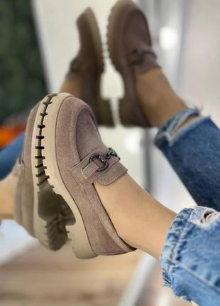 Женские туфли лоферы из натуральной замши, размер от 36 до 41