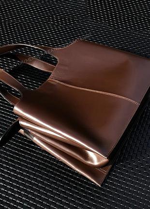 Коричневая кожаная сумка шопер женская кожаная сумка