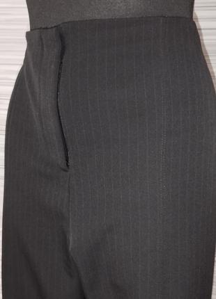 Базовые черные штанb в полоску с разрезами6 фото
