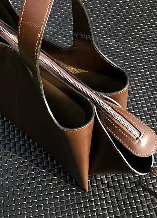 Коричневая кожаная сумка шопер женская кожаная сумка