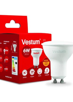 Світлодіодна лампа vestum mr16 6w 3000k 220v gu10 1-vs-1505