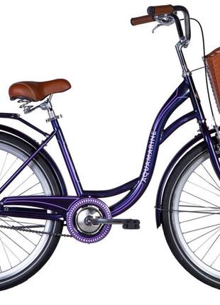 Велосипед st 26" dorozhnik aquamarine тормозная рама- " с багажником задн st с корзиной pl с крылом st 2024