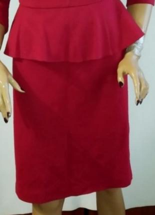 Бордовое платье с баской6 фото