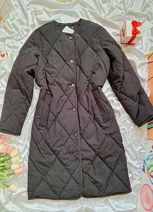Черное пальто удлиненная куртка с меховым воротником демисезон осень весна черная7 фото