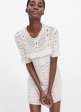 Приголомшливо стильний в'язане мереживне плаття zara1 фото